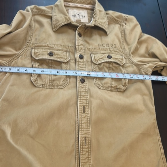 Hollister Men’s Khaki Utility Button-Up Military Long Sleeve Shirt Shacket Sz L - Picture 12 of 15